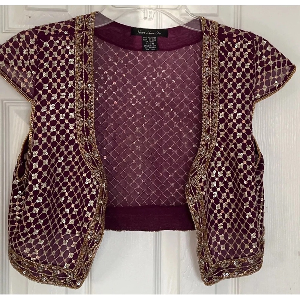 Purple and Gold Beaded vest top